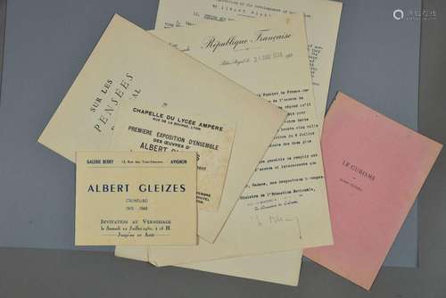 [Albert GLEIZES]. 6 documents.<br />
- 2 cartes pour des exp...