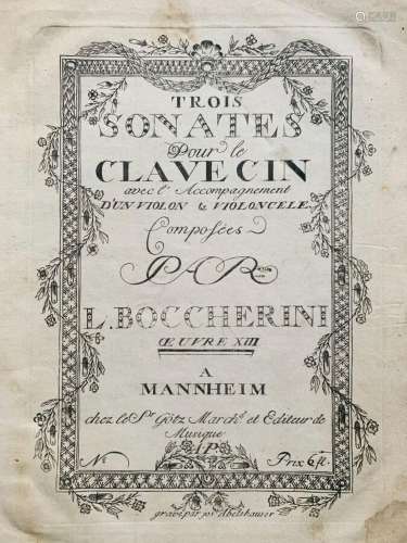 Luigi BOCCHERINI. 2 partitions imprimées du XVIIIe.<br />
- ...