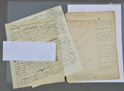 BROUILLONS D\'ÉCRIVAINS. 4 manuscrits autographes.<br />
Pau...