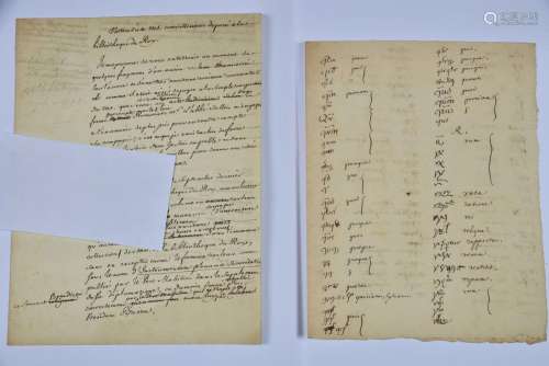 BIBLIOTHÈQUE DU ROI. Brouillon d\'un manuscrit intitulé : &q...