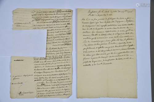 [CARTES À JOUER]. 2 pièces manuscrites du milieu du XVIIIe.<...