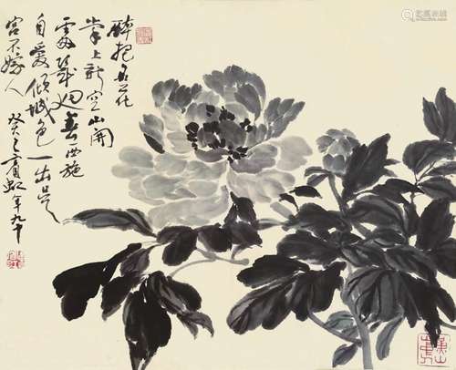 黄宾虹 花卉 纸本镜片