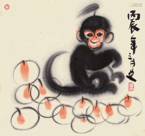 韩美林 猴子 纸本镜片