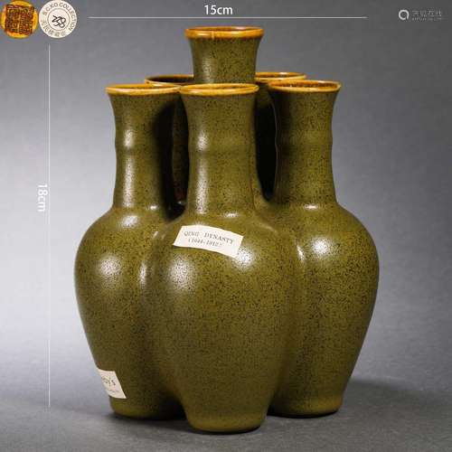 Eel-Skin Yellow Glaze Six-spouts Vase