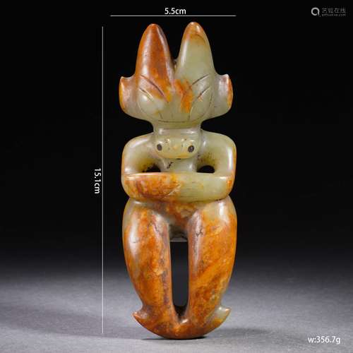 A Carved Jade Mythical Figure