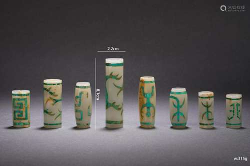 A Rare and Unusual Collection of Chinese Turquoise Inlaid Ja...