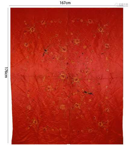 A Red Ground Embroidered Cloth