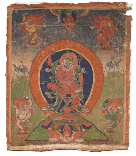 A Tibetan Thangka Depicting Simhavaktra Dakini