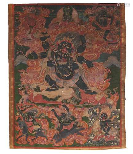 A Tibetan Thangka Depicting Mahakala