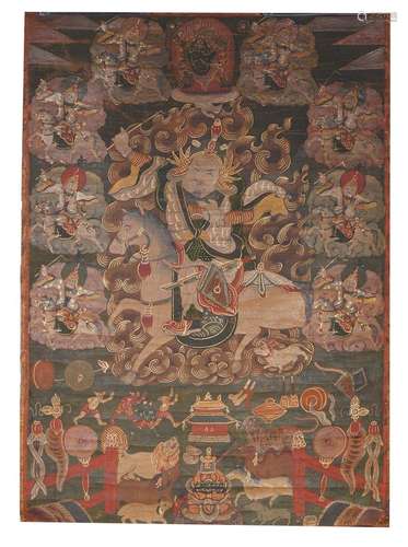 A Tibetan Thangka Depicting King Gesar