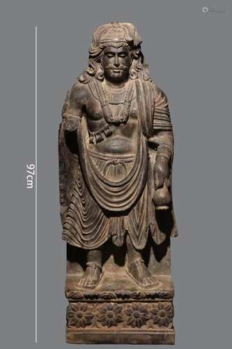 A Carved Schist Standing Bodhisattva