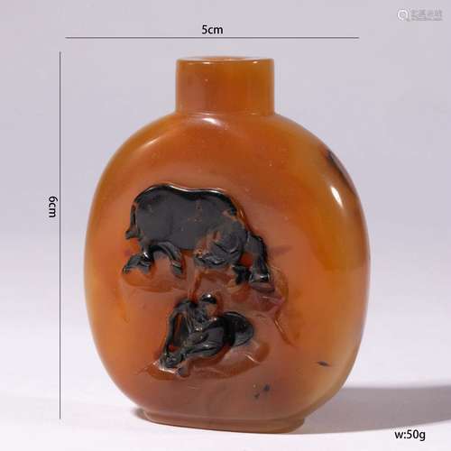 A Carved Agate Snuff Bottle Suzhou Schools