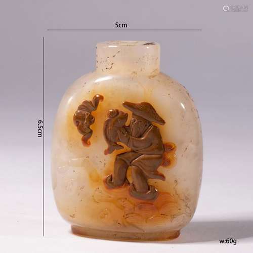 A Carved Agate Snuff Bottle Suzhou Schools