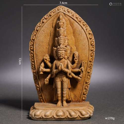 A Tibetan Pottery Tsa-tsa Plaque of Avalokitesvara