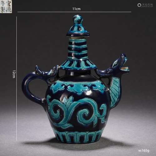 A Chinese Fahua Glaze Kettle