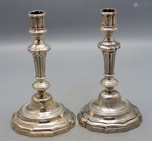 Paar Barock Kerzenleuchter / A pair of Baroque silver candle...