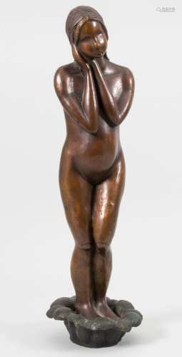 Monogrammist, \'Stehender Mädchenakt\' / A bronze sculpture ...