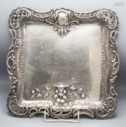 Tablett / Plateau en argent massif / A silver tray, E. Fleis...