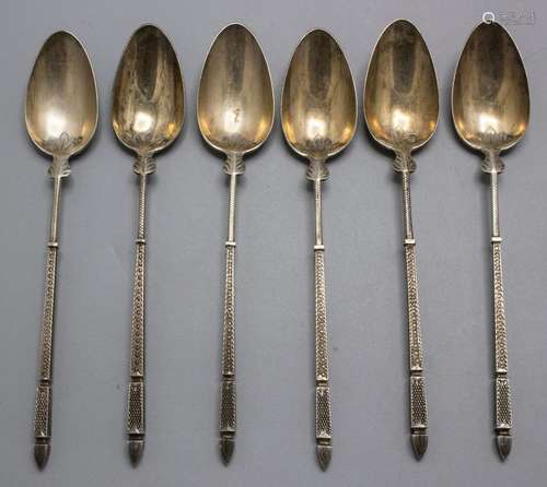 6 Konfitüren Löffel / 6 silver jam spoons / 6 cuillères à co...