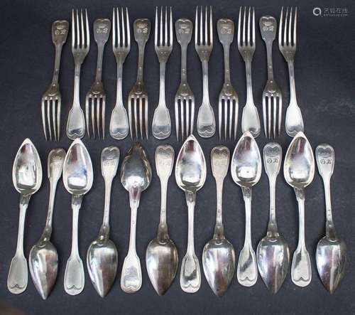 24-tlg. Silberbesteck / A 24-piece set of silver cutlery, Lo...