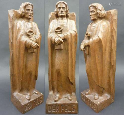 Holz-Skulptur \'Heiliger Apostel Petrus - Der Fels\' / Woode...