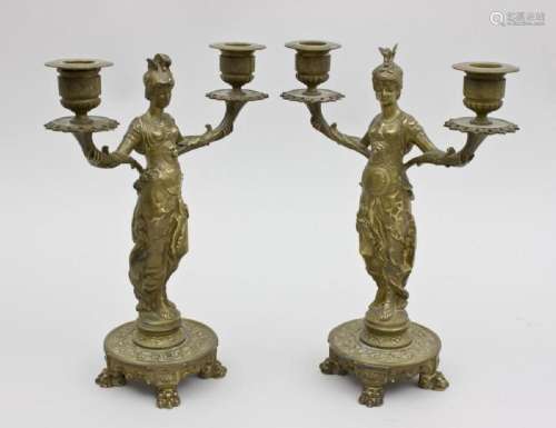 Figürlicher Kerzenleuchter/Figural Bronze Candleholder Depic...