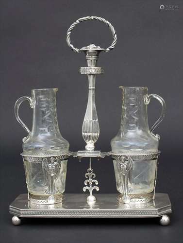 Empire-Huiliere / Menage / A silver oil and vinegar cruet se...