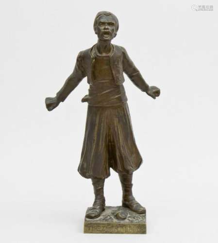 Orientale/Bronze Sculpture Of A Shouting Oriental Man, Georg...
