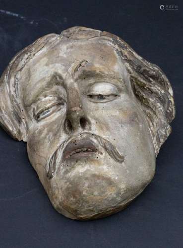 Barocke Schnitzerei \'Kopf eines Mannes\' / A Baroque carvin...