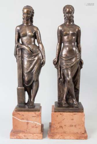 Barna BÚZA (1910-2010), Paar Bronzeskulpturen \'Weibliche Ha...
