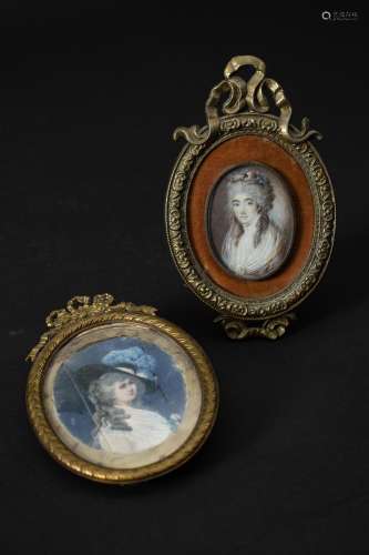 Zwei Rokoko Miniatur Damenporträts / Two Rococo miniature po...