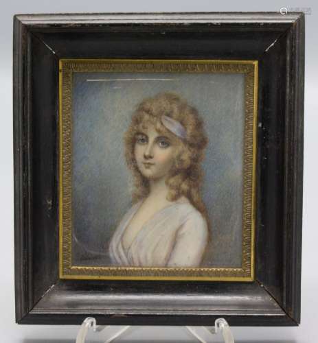 Porträtminiatur Lady Harriet Cockerell, später Rushout / An ...