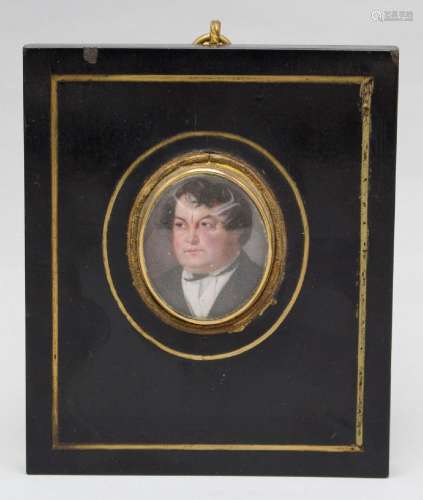 Miniatur Porträt eines Herrn / An oval miniature portrait of...