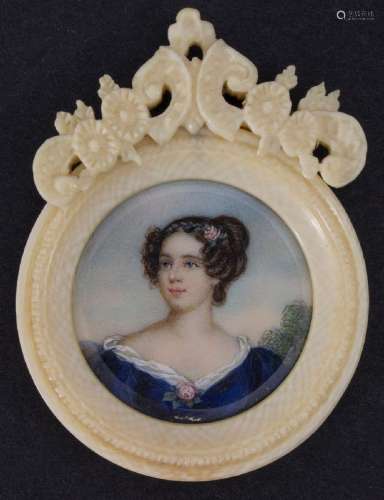 Miniatur Biedermeier Dame, um 1830