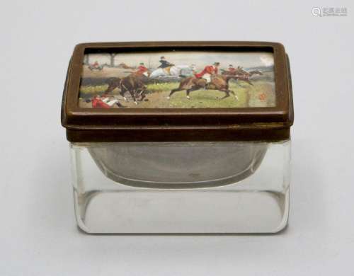 Glasdose mit Miniatur / A glass box with a miniature, Englan...