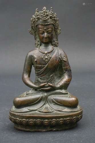 Buddha Amitáyus in Meditationshaltung auf Lotus, Tibet, 19. ...