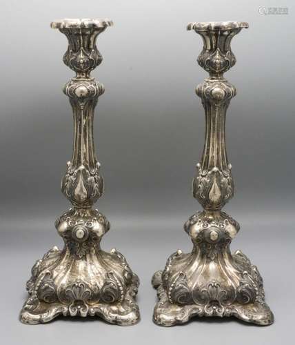 Paar Kerzenleuchter / Two silver candlesticks, deutsch, 19. ...