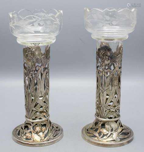 Paar Jugendstil Vasen / A pair of silver Art Nouveau vases, ...