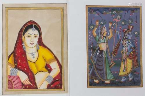 Zwei Miniaturmalereien mit hinduistischen Motiven / Two mini...