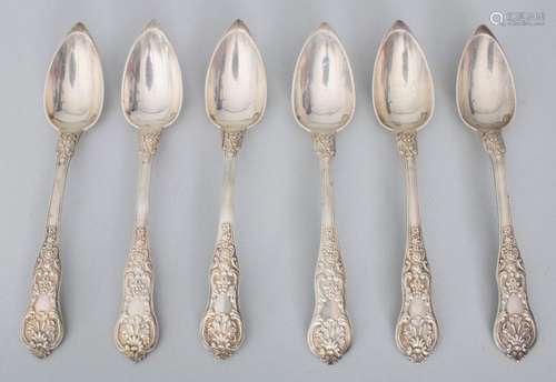 6 Teelöffel / 6 silver tea spoons, J. Bourdon, Paris, nach 1...