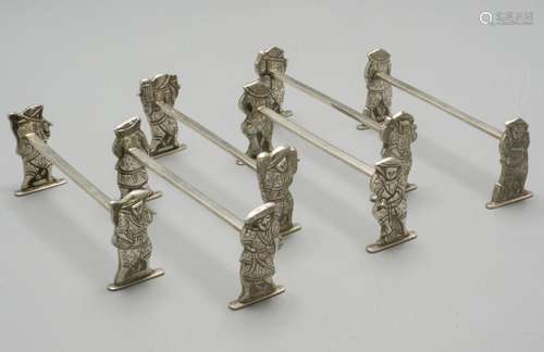 6 Messerbänke / A set of 6 silver knife rests, Vietnam, 20. ...