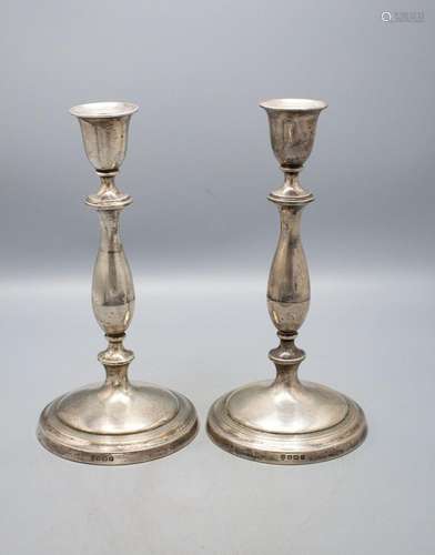 Paar Kerzenleuchter / A pair of silver candlesticks, Birming...