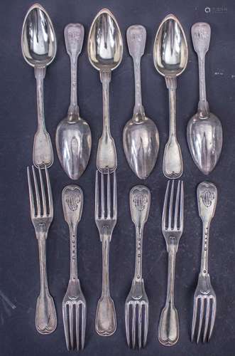 12-tlg. Silberbesteck / A 12-piece set of silver cutlery, J....