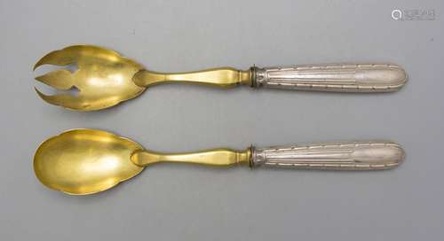 Art Déco Salatbesteck / Art Deco silver salad servers, Louis...