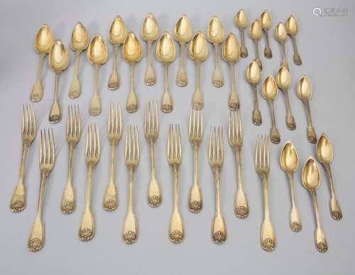 36 tlg. Silberbesteck / A 36-piece set of silver cutlery, Ch...