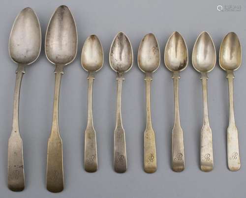 8 Löffel / 8 silver spoons, 19. Jh.