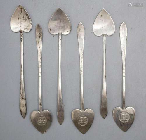 6 Empire Zuckerlöffel / 6 sugar spoons, wohl Belgien, um 180...