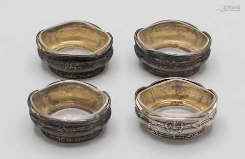 4 Salieren / A set of four silver salt cellars, Charles Barr...