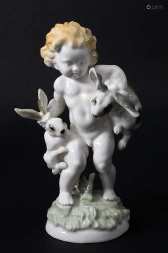 Figur \'Putto mit Hasen\' / A figural group of a cherub with...