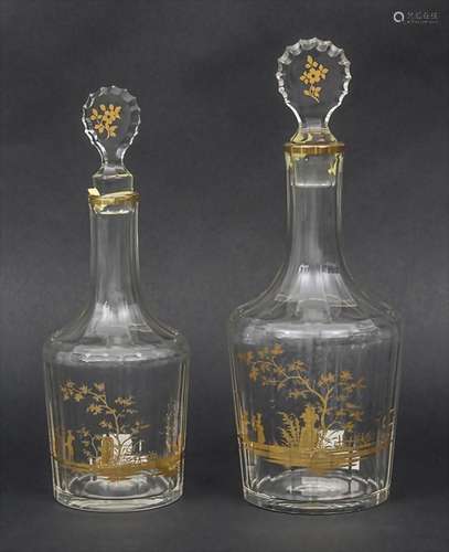 2 Karaffen mit galanten Szenen / A Pair of Decanters with Sc...